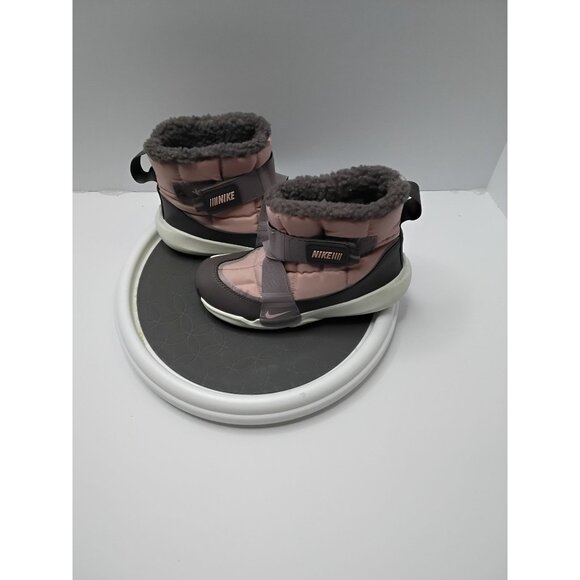 Nike Kids Pink & Grey Insulated Winter Boots US 13.5C With Faux Fur Lining & Rub - Picture 3 of 8